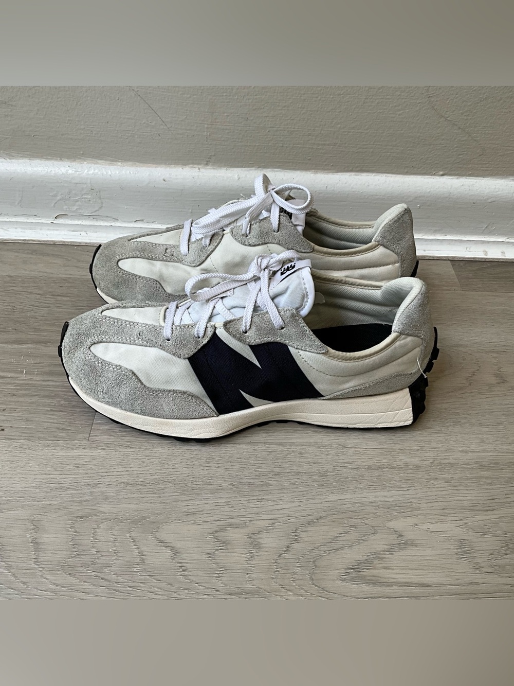 New Balance Men's White, Gray and Black Suede-Trim Sneakers